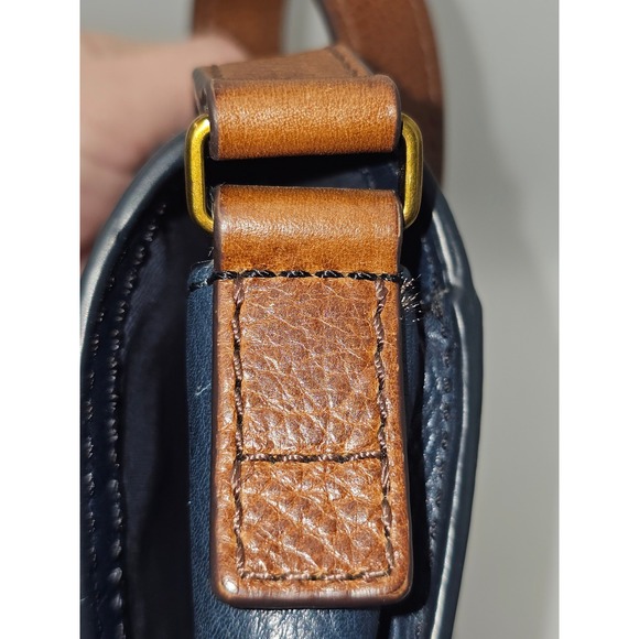 Fossil EMI Crossbody Saddle Bag Blue Multi Color Leather 8x9 inches - Picture 13 of 16